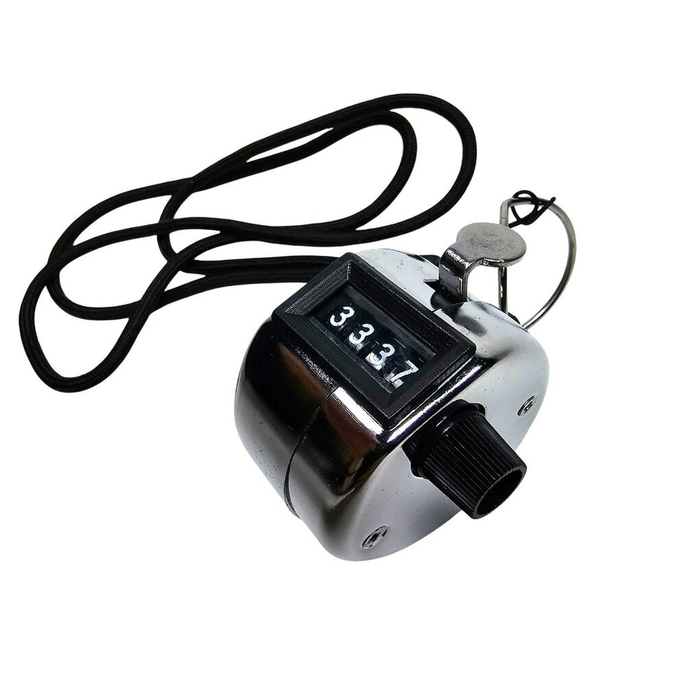 Metal Handheld 2" Tally Clicker Counter 4-Digit w/ Reset Knob Gym Coach